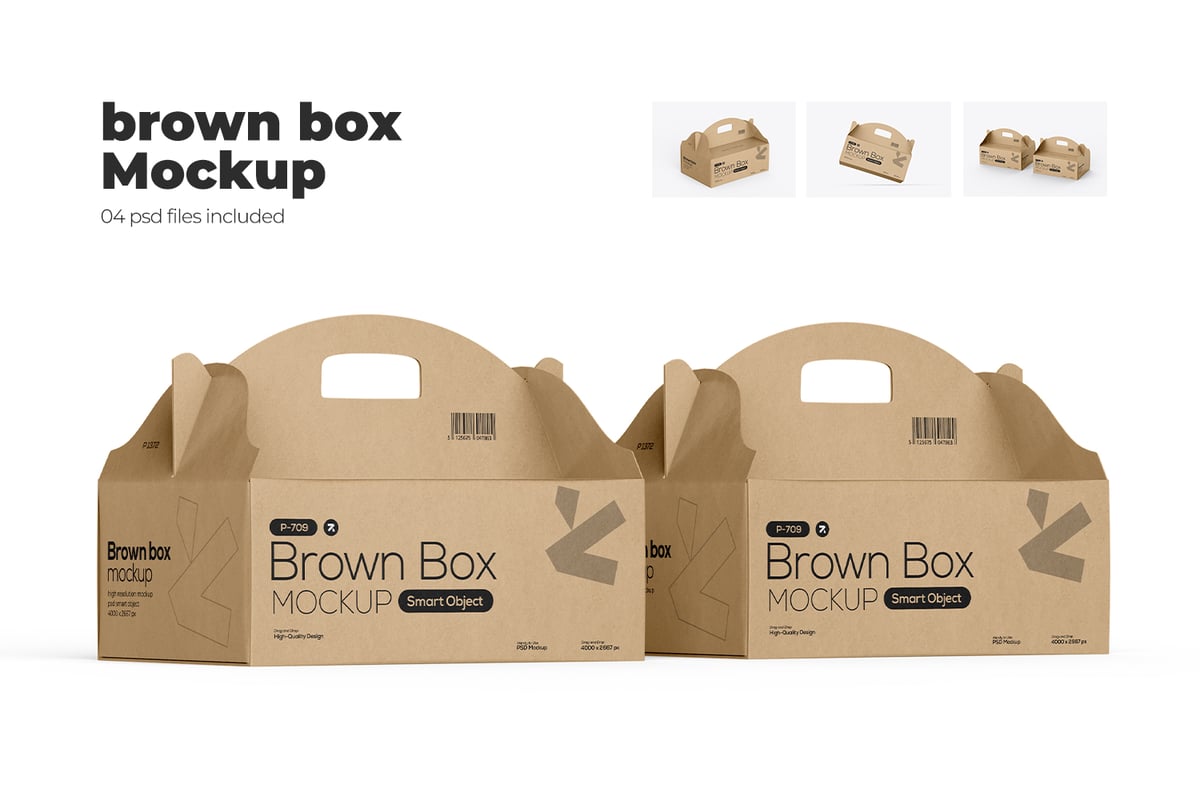 卡夫外卖盒PSD模型带有句柄样机 (PSD)