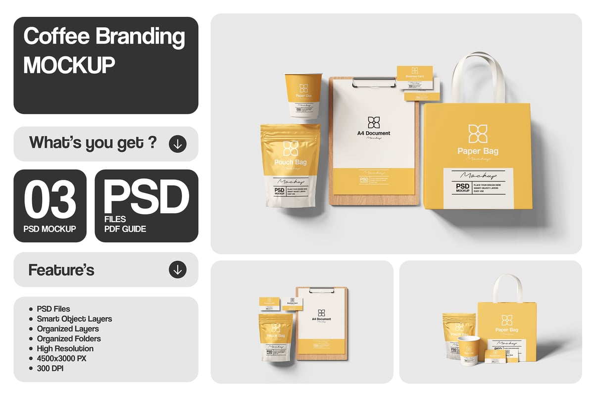 咖啡品牌模型样机 (PSD)