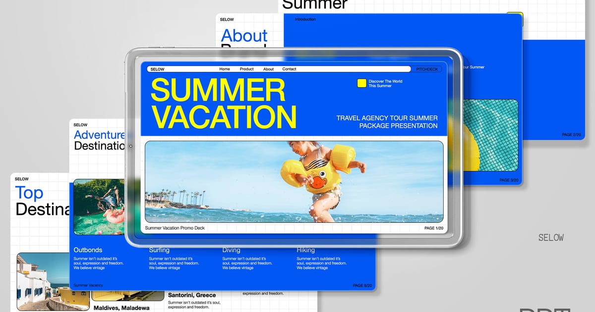 蓝色夏季旅行社演示文稿 PowerPoint