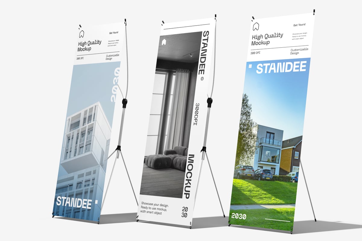 易拉宝X展架横幅模型样机 (PSD)