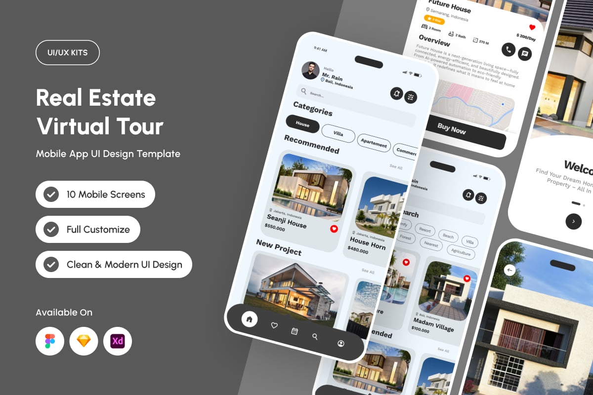 房地产虚拟旅游APP UI KIT (FIG,SKETCH,XD)