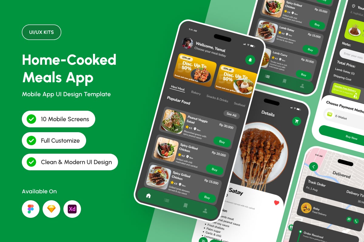温暖食品订购应用APP UI KIT (FIG,SKETCH,XD)