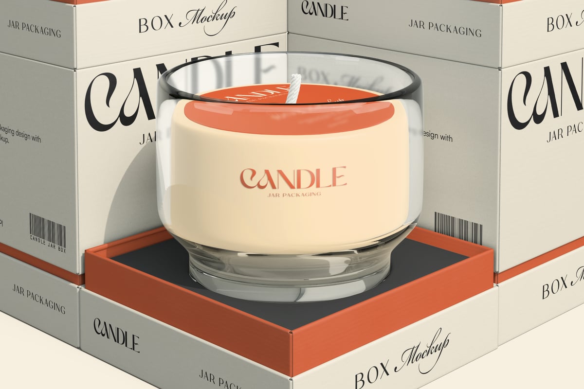 蜡烛和包装盒样机 (PSD)