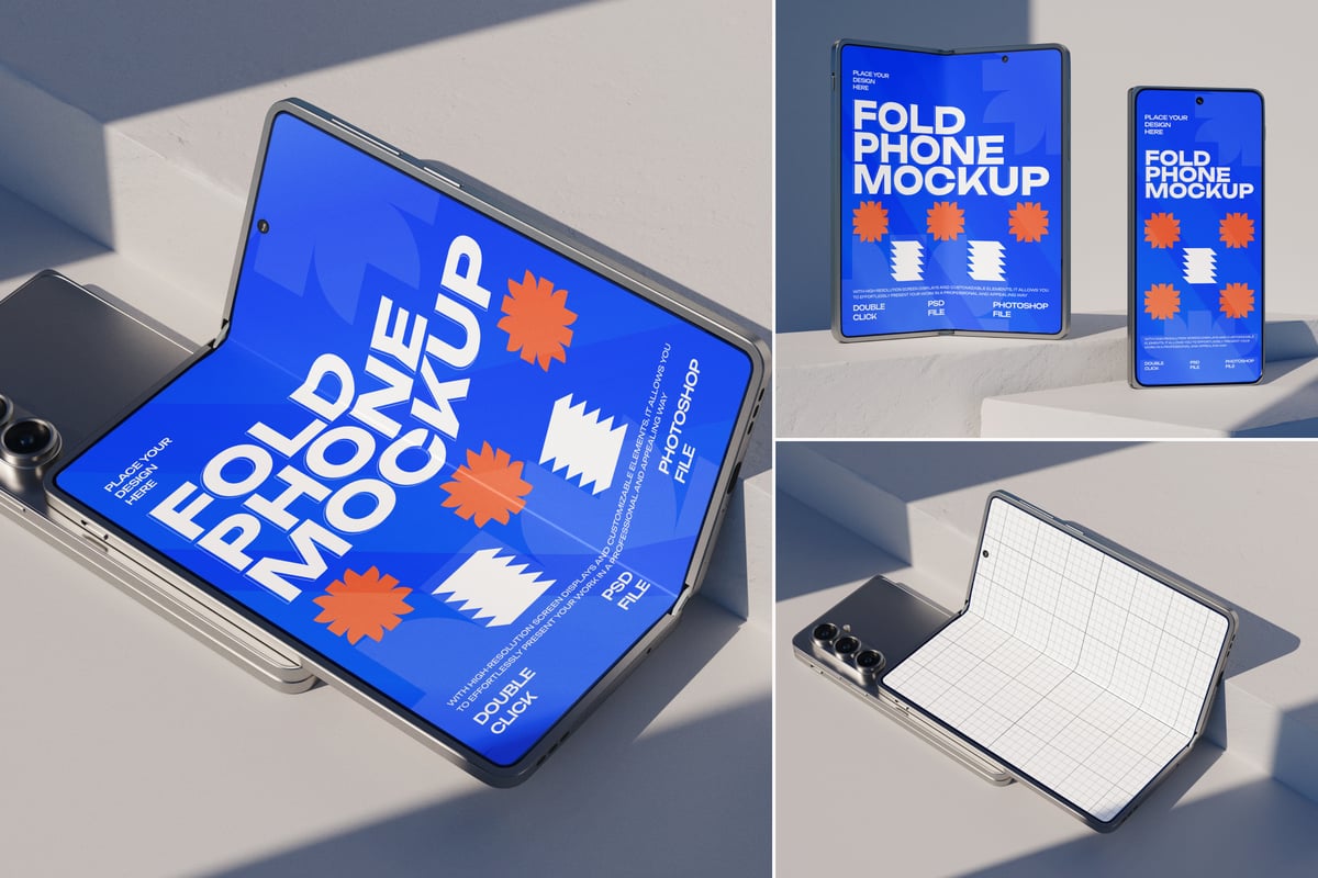折叠屏手机模型样机 (PSD)