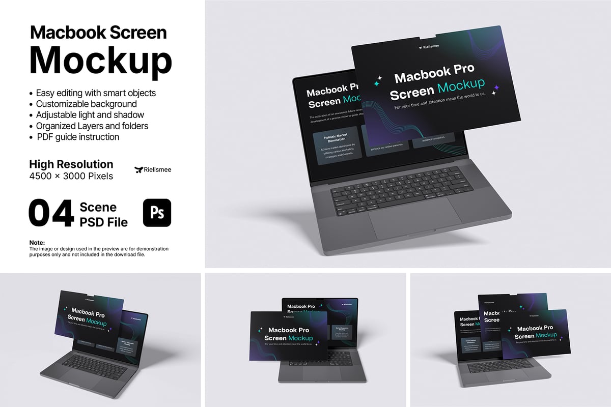 MacBook Pro屏幕模型样机 (PSD)