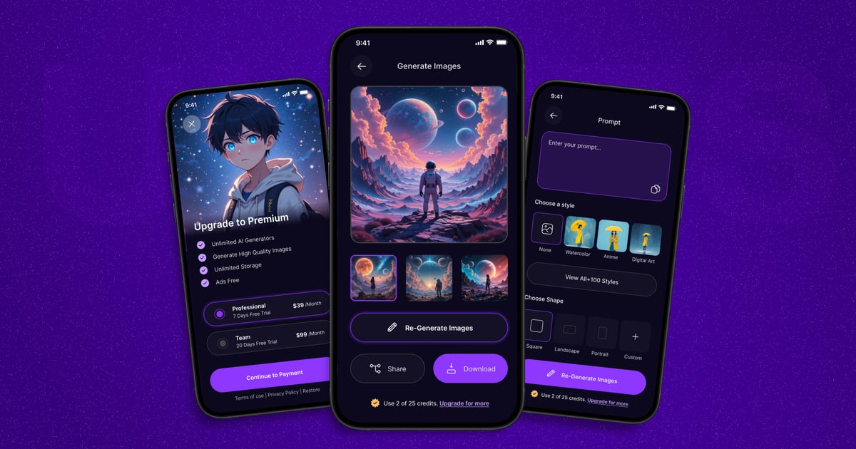 图像生成器 – 移动应用程序 UI 套件