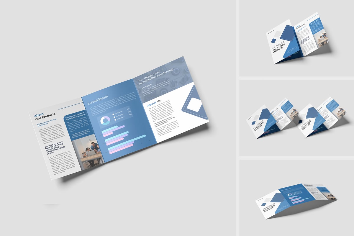 A5三折页手册模型样机 (PSD,PDF)