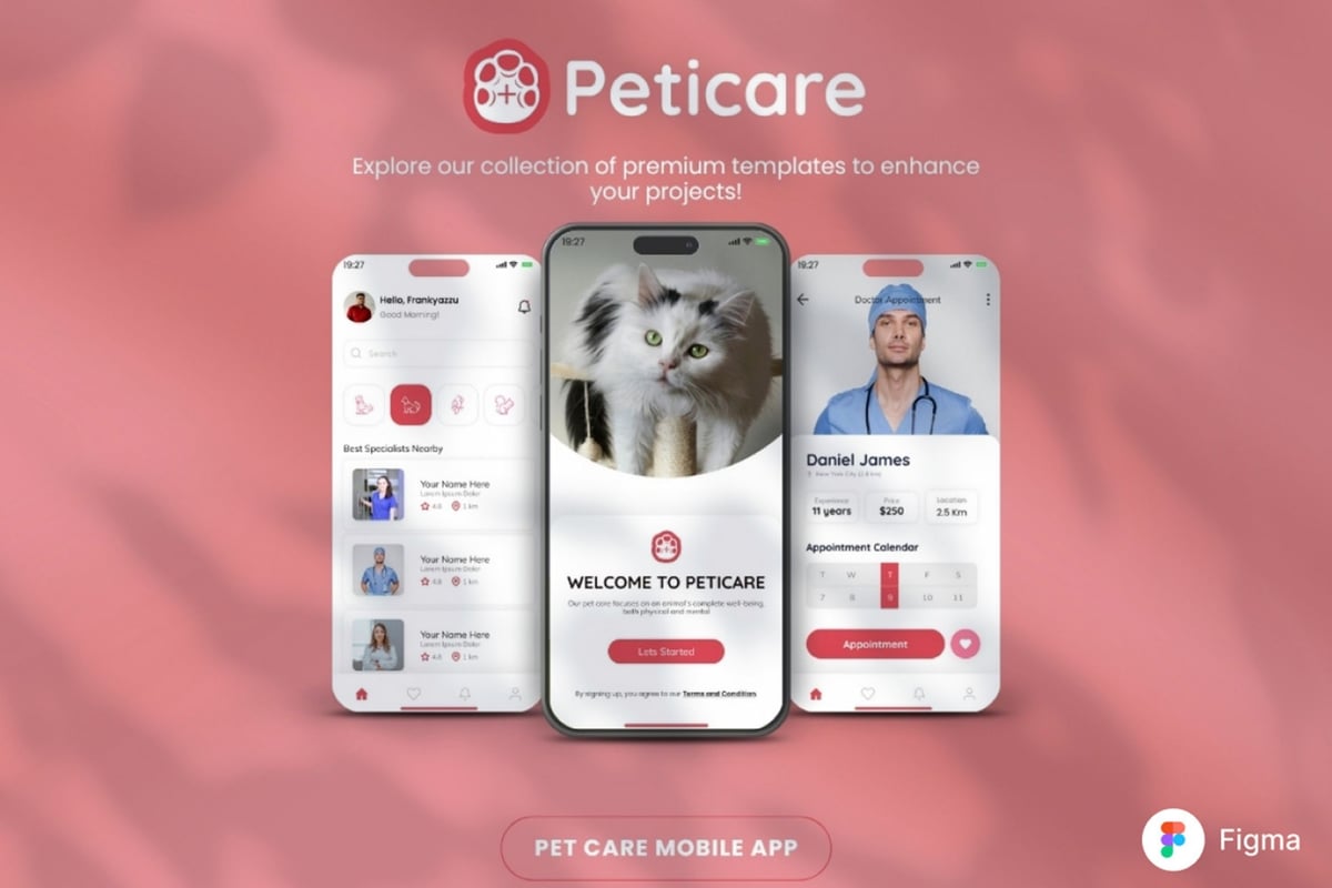 宠物护理移动应用APP UI KIT (FIG)