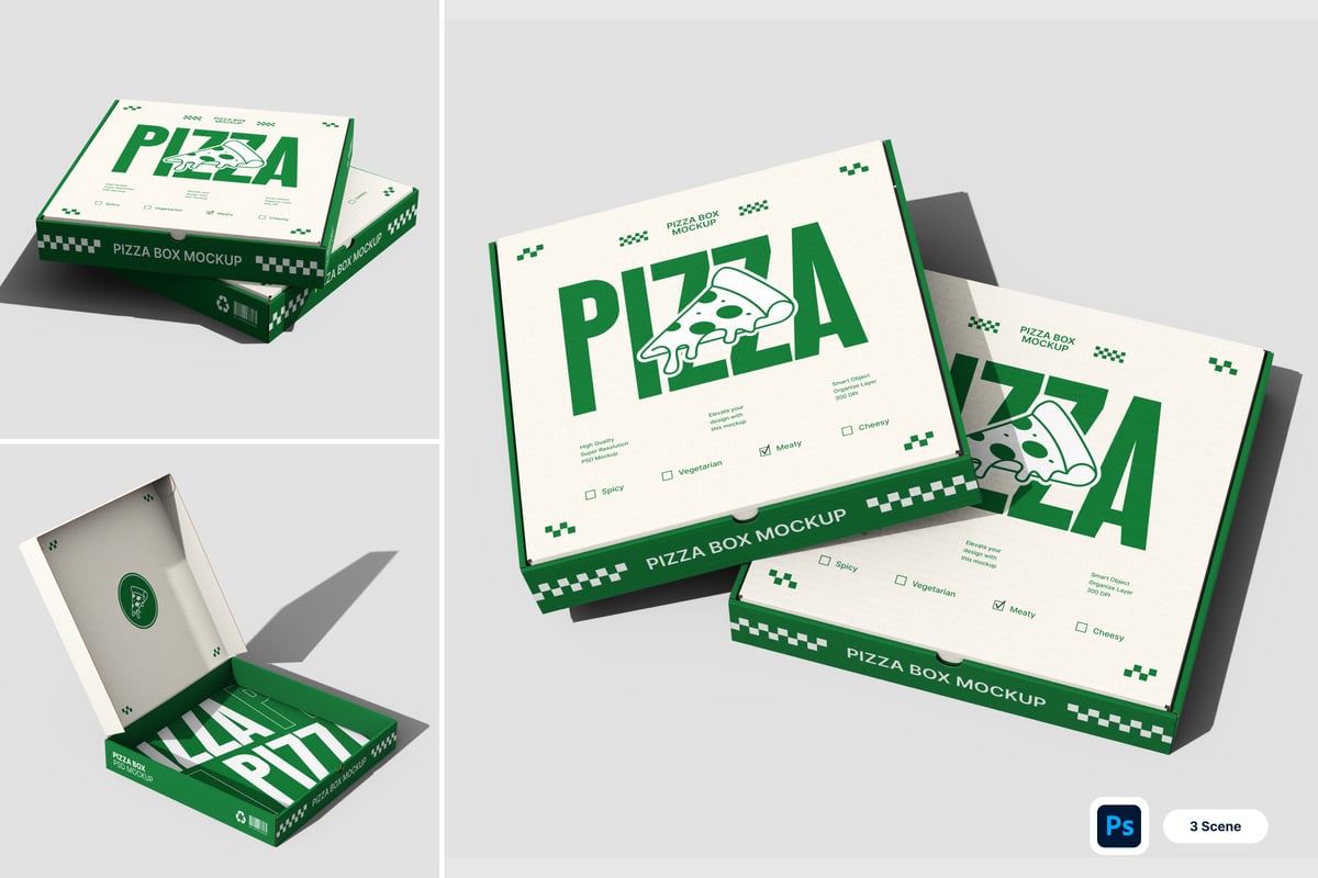 披萨盒模型样机 (PSD)