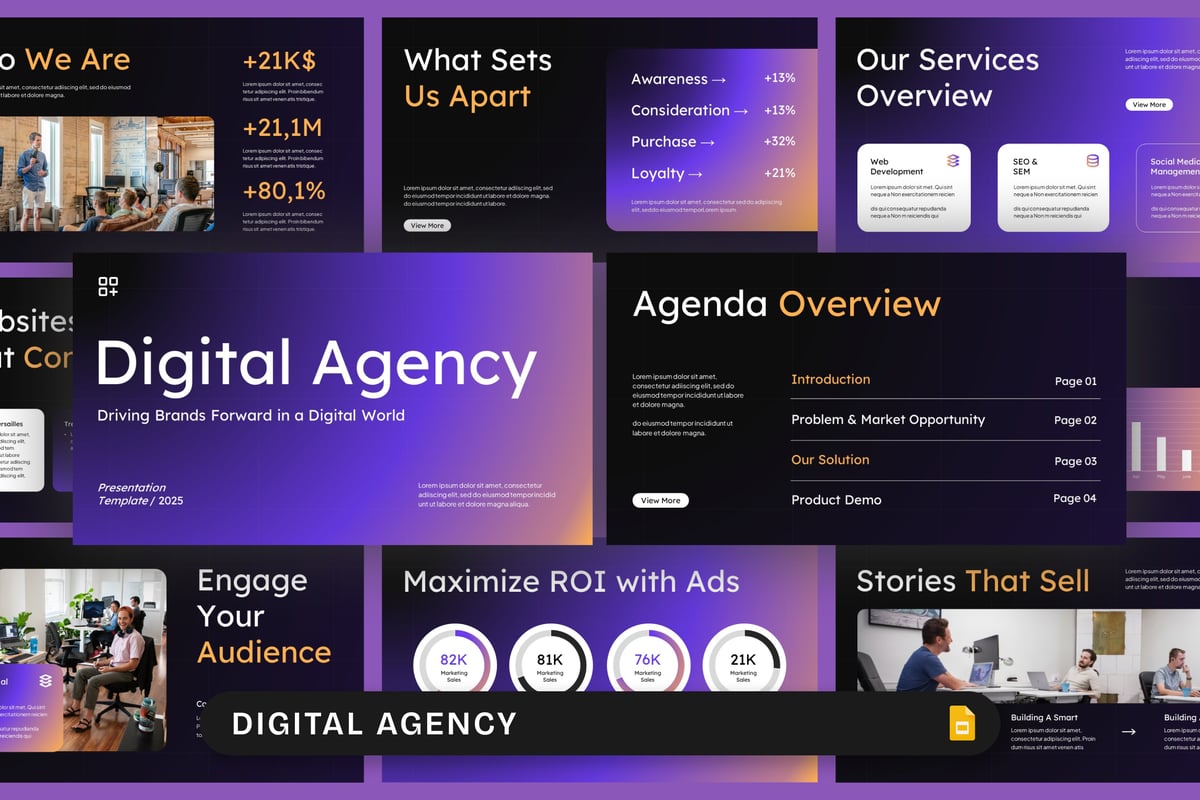 数字代理PPT模板 (PPTX)