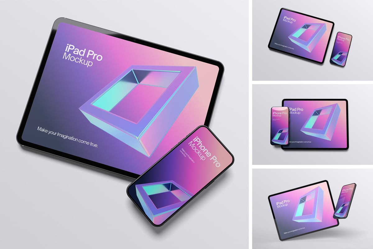 时尚的清脆iPad模型样机 (PSD,PDF)