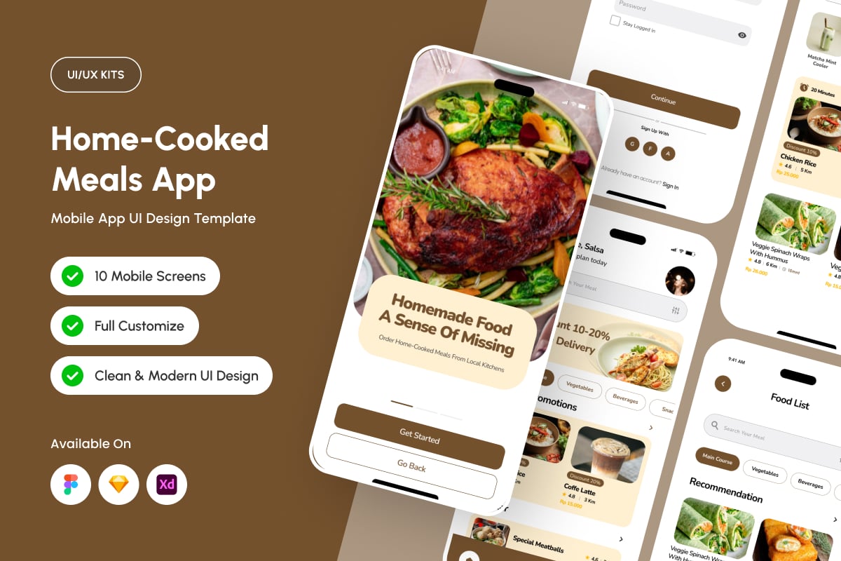 烹饪餐用品应用APP UI KIT (FIG,SKETCH,XD)