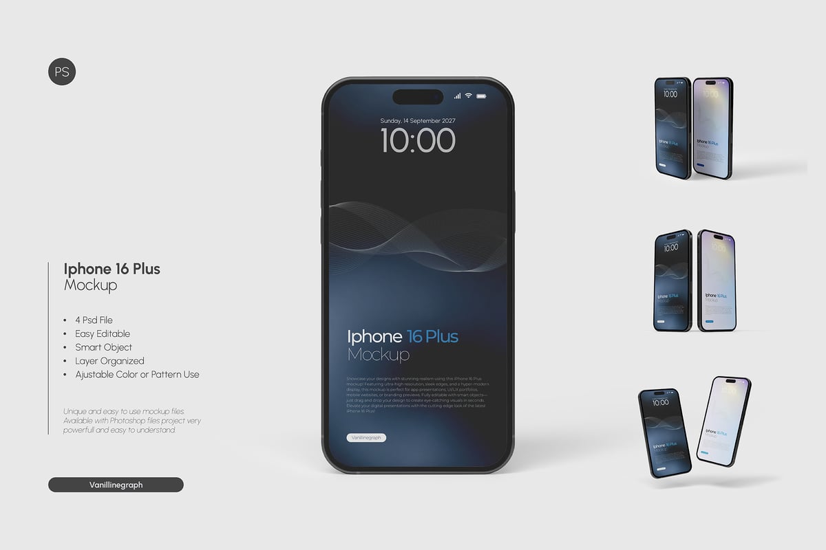 iPhone 16手机模型样机 (PSD)
