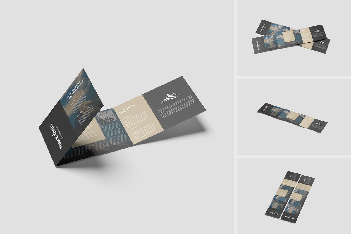 ４折页景观手册模型样机 (PSD,PDF)