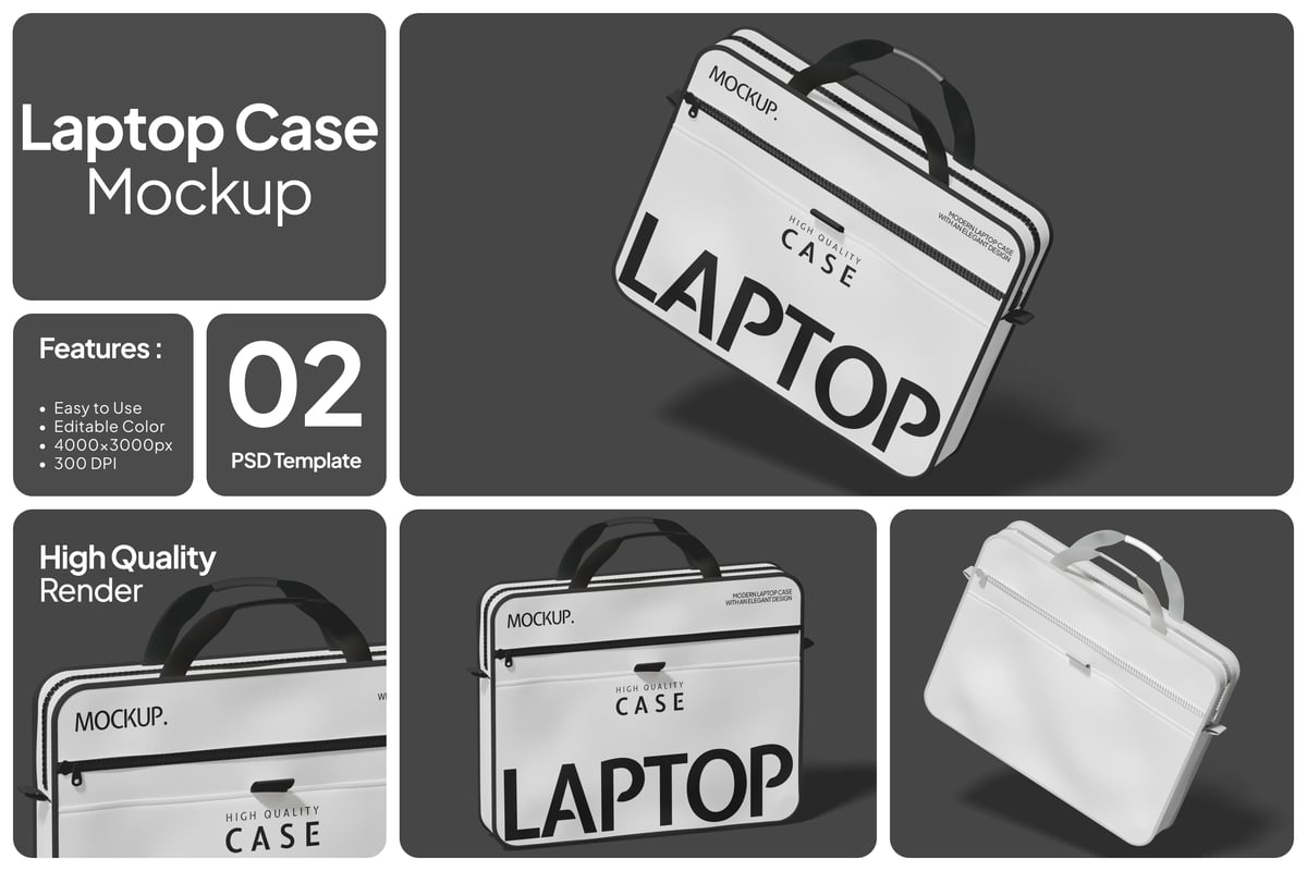 笔记本电脑包案例模型样机 (PSD)