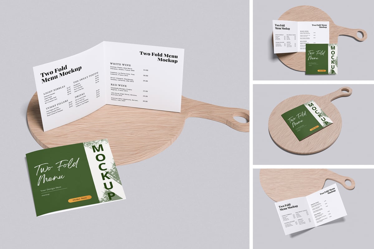 两折菜单模型样机 (PSD,PDF)