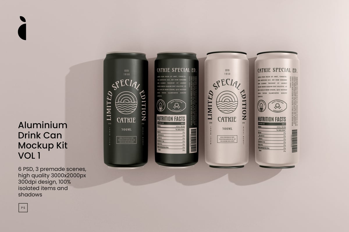 铝制易拉罐模型套件1卷样机 (PSD)