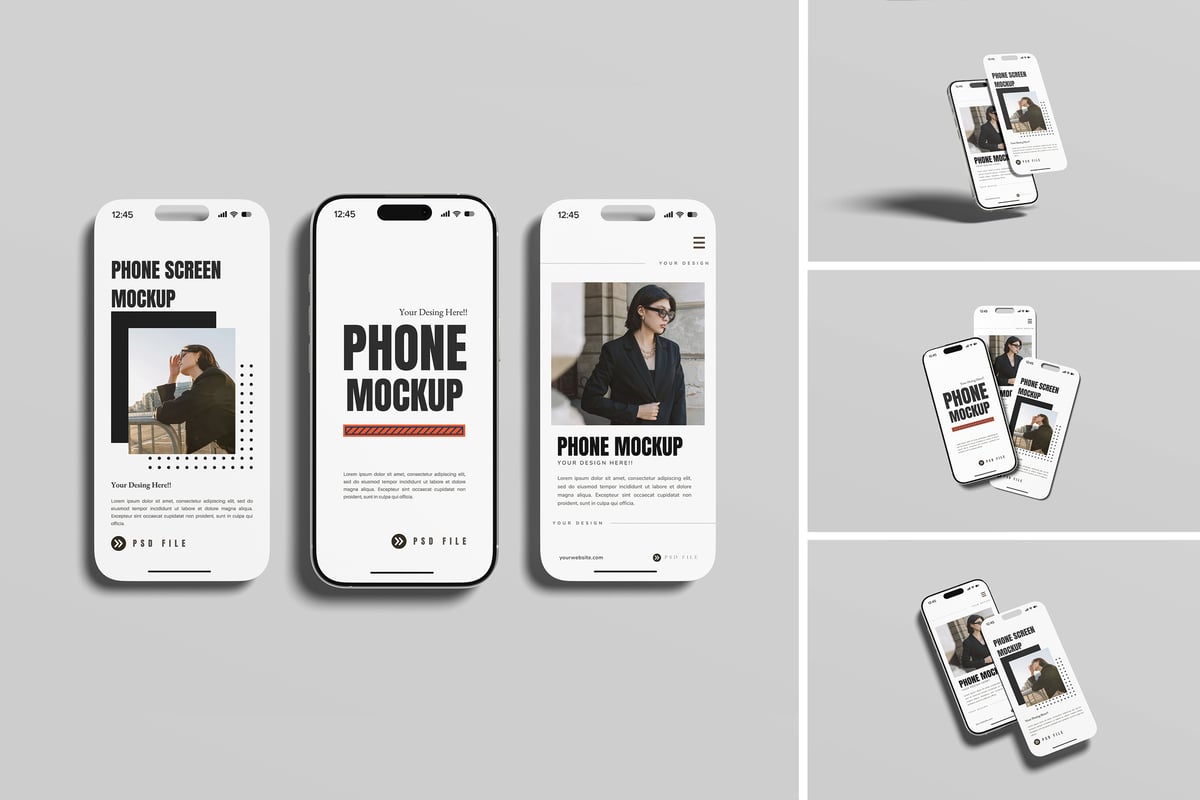 电话屏幕模型样机 (PSD,PDF)