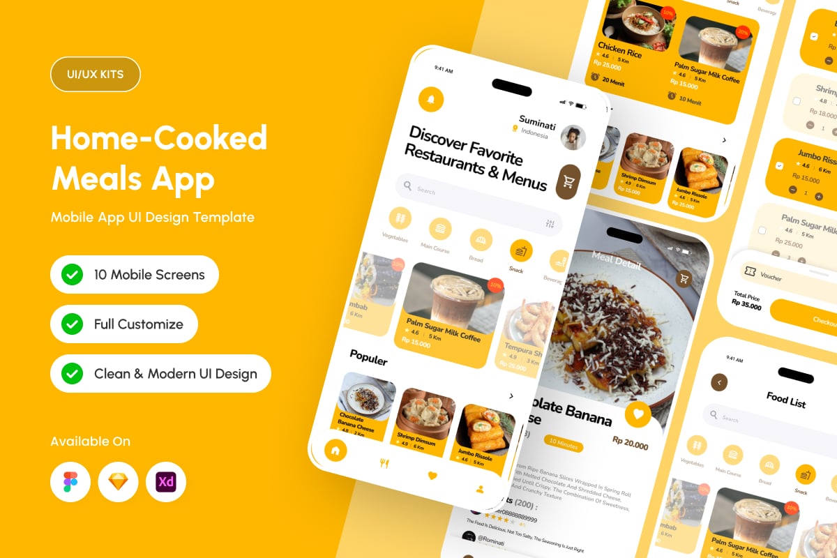厨房菜谱APP UI KIT (FIG,SKETCH,XD)