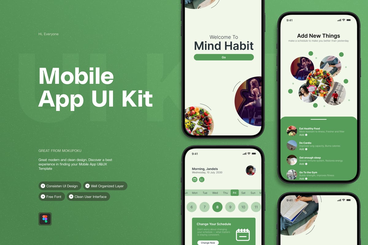 习惯跟踪移动应用APP UI KIT (FIG)