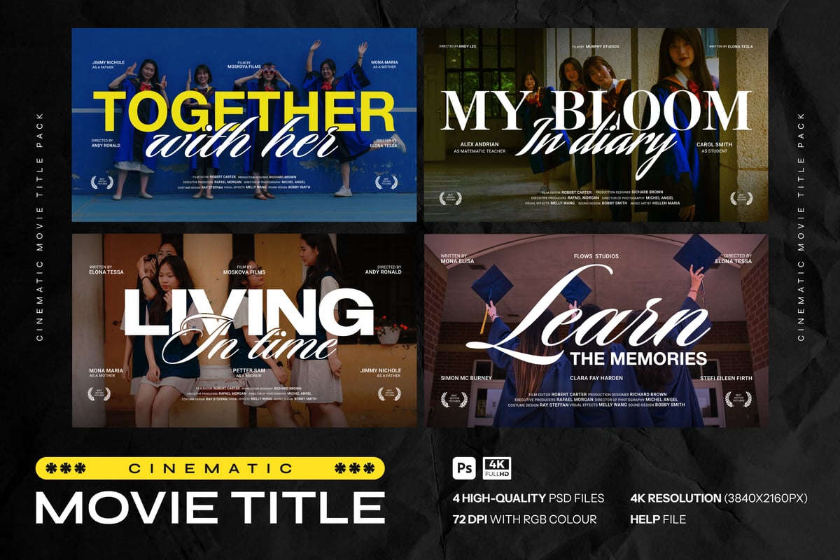 年鉴电影广告电影标题样机 (PSD)