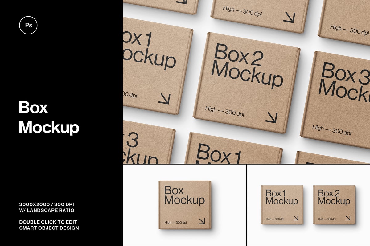 盒子飞机盒模型样机 (PSD)