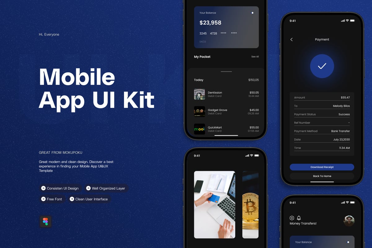 银行移动应用APP UI KIT (AI,EPS,PSD,FIG)
