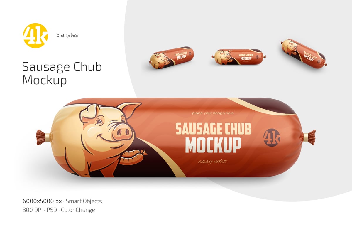 香肠包装设计模型套装样机 (PSD)