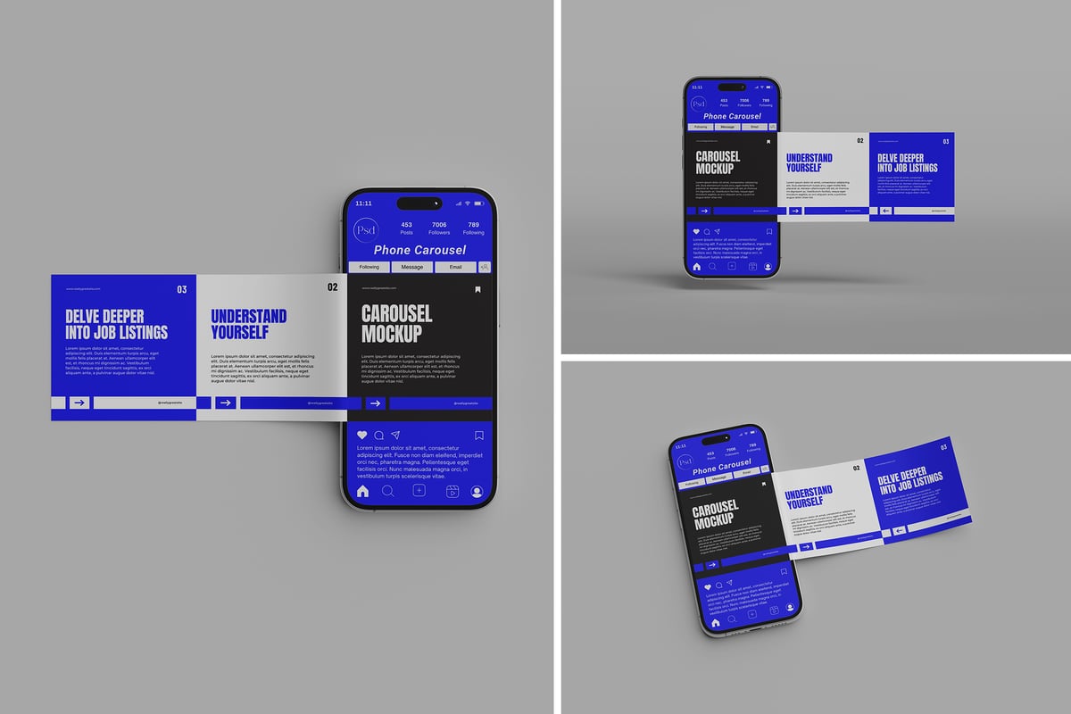 轮播手机模型样机 (PSD,PDF)