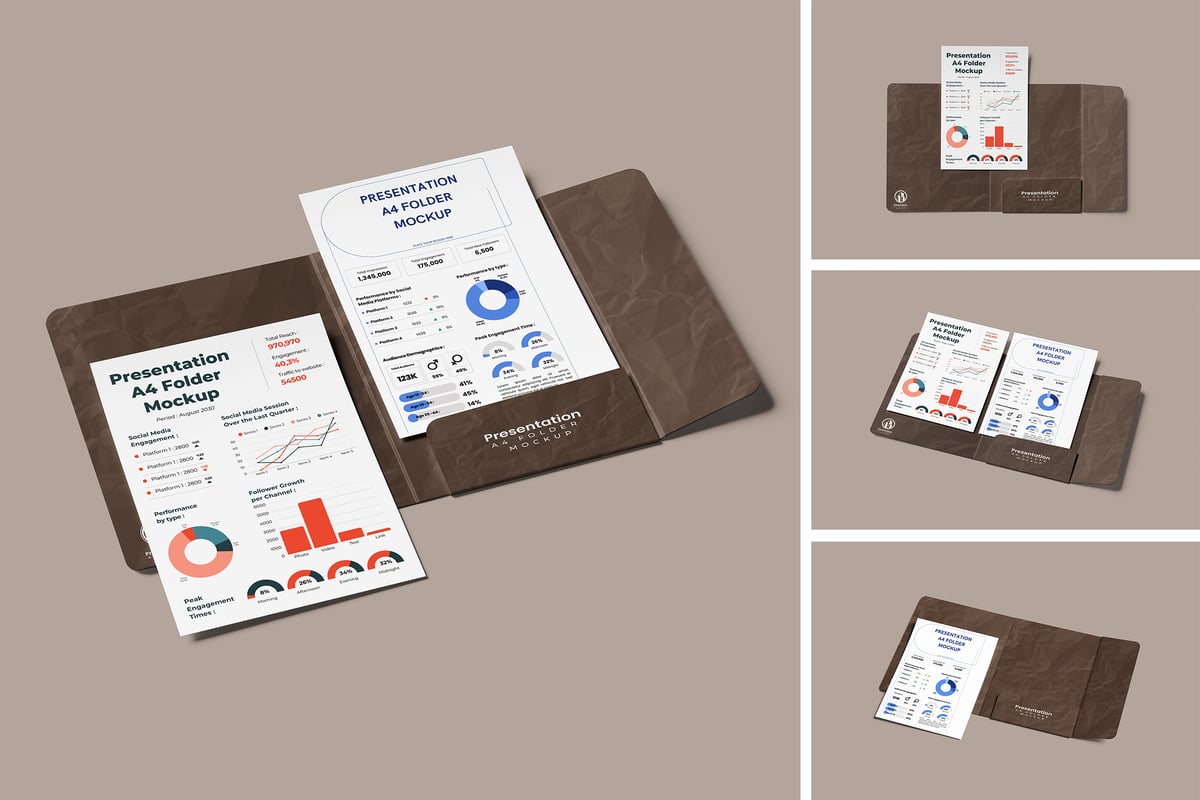 演示A4文件夹模型样机 (PSD,PDF)