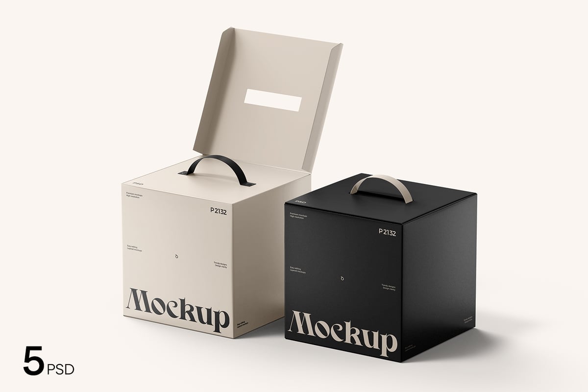 塑料手柄的立方体盒模型样机 (PSD)