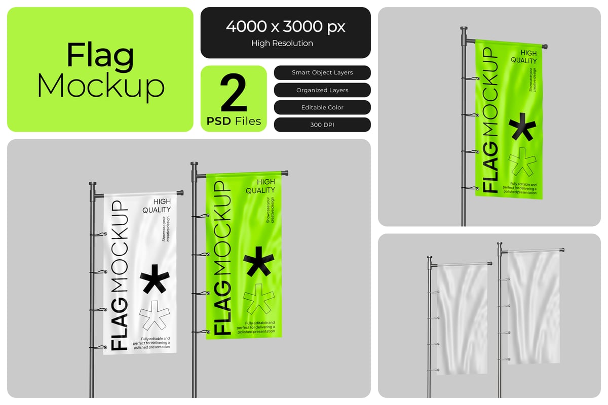 标志旗帜模型样机 (PSD)
