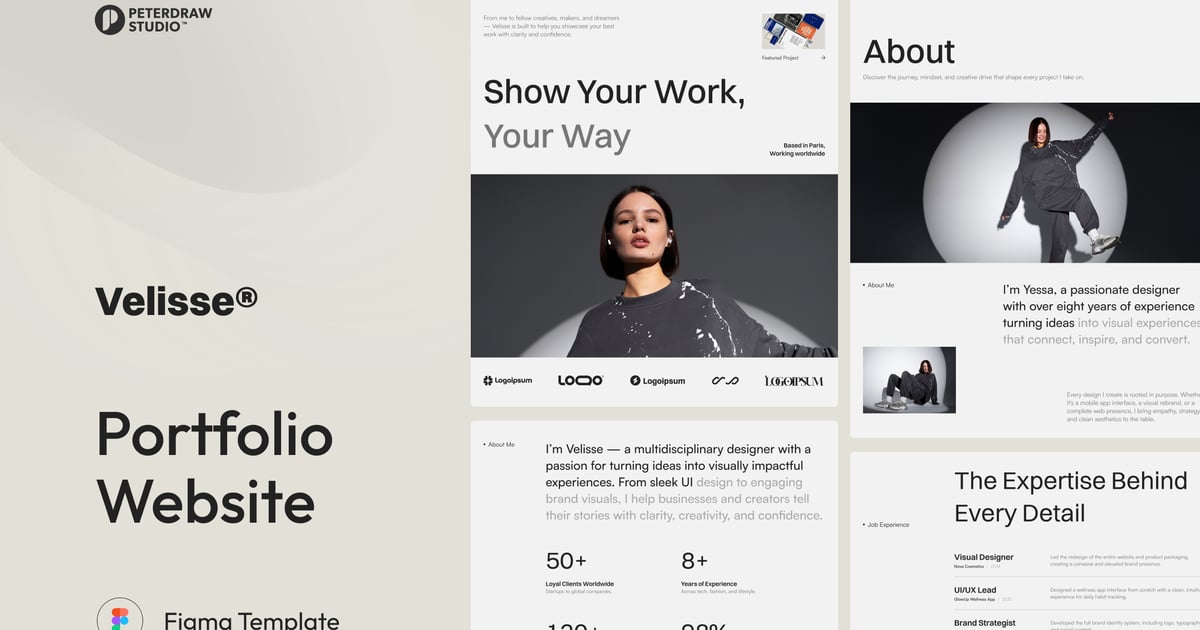 Velisse – 投资组合网站 UI Figma 模板