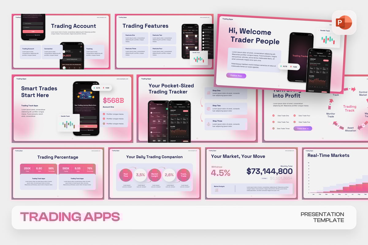 交易APP应用程序PPT模板 (PPTX)