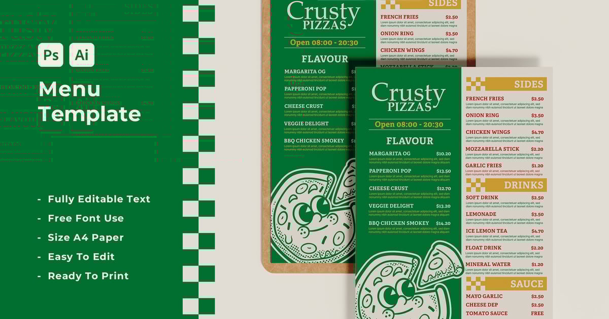 脆皮披萨极简菜单