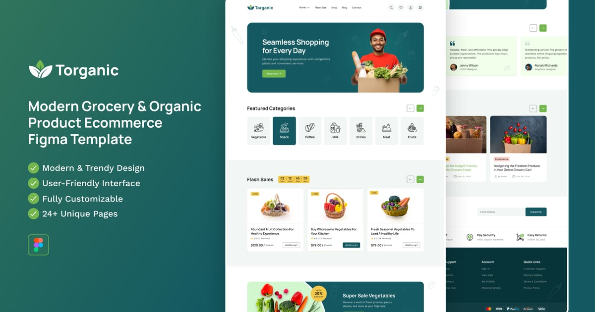 Torganic – 有机食品杂货和电子商务 Figma Temp