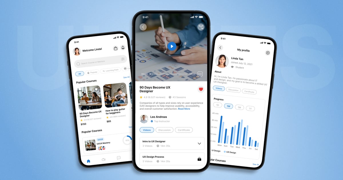 电子课程 – 移动应用程序 UI 套件