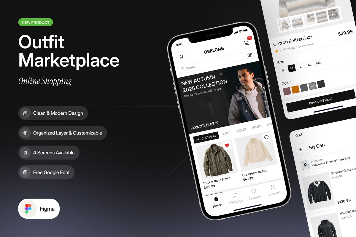 服装市场电商移动应用APP UI KIT (FIG)