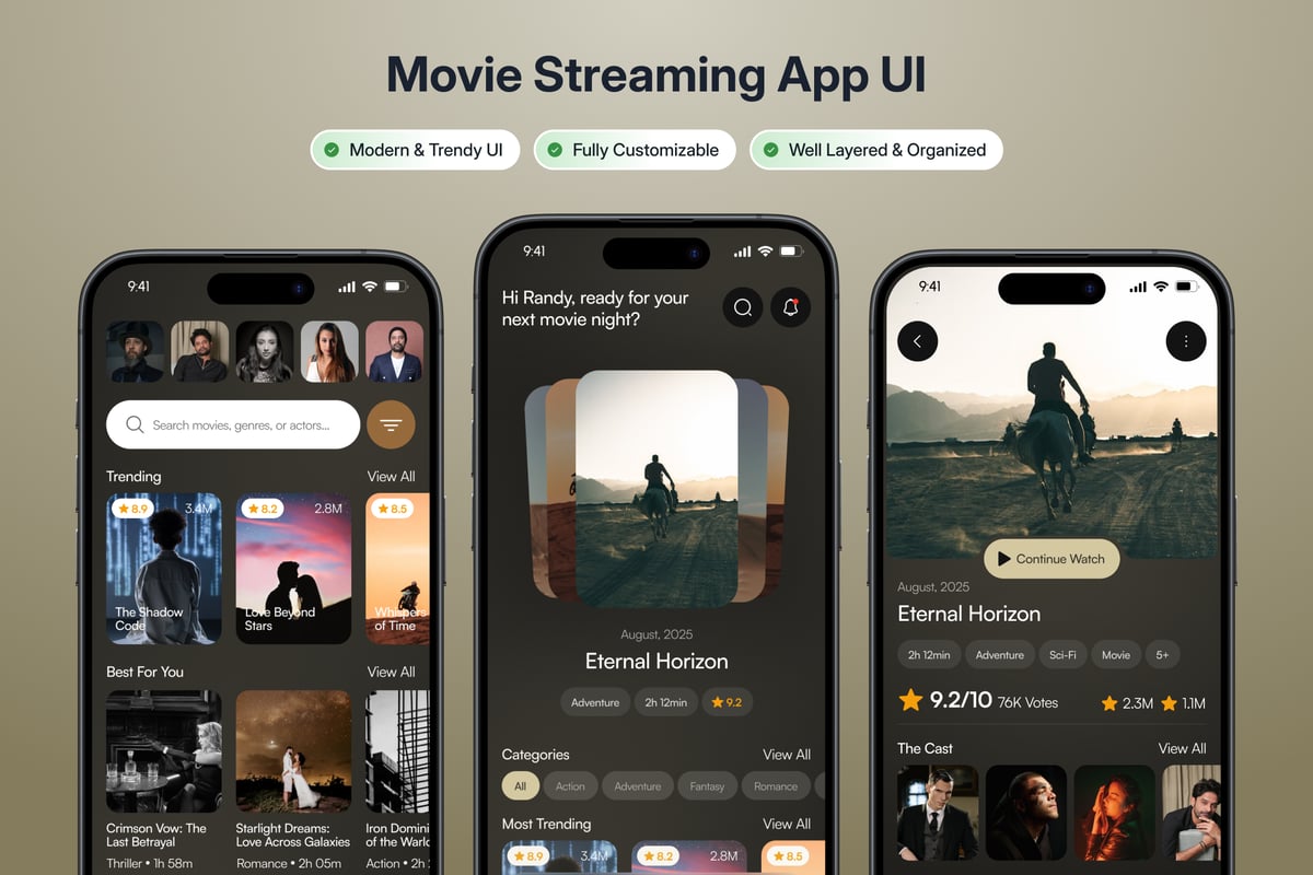 电影流式应用APP UI KIT (FIG)