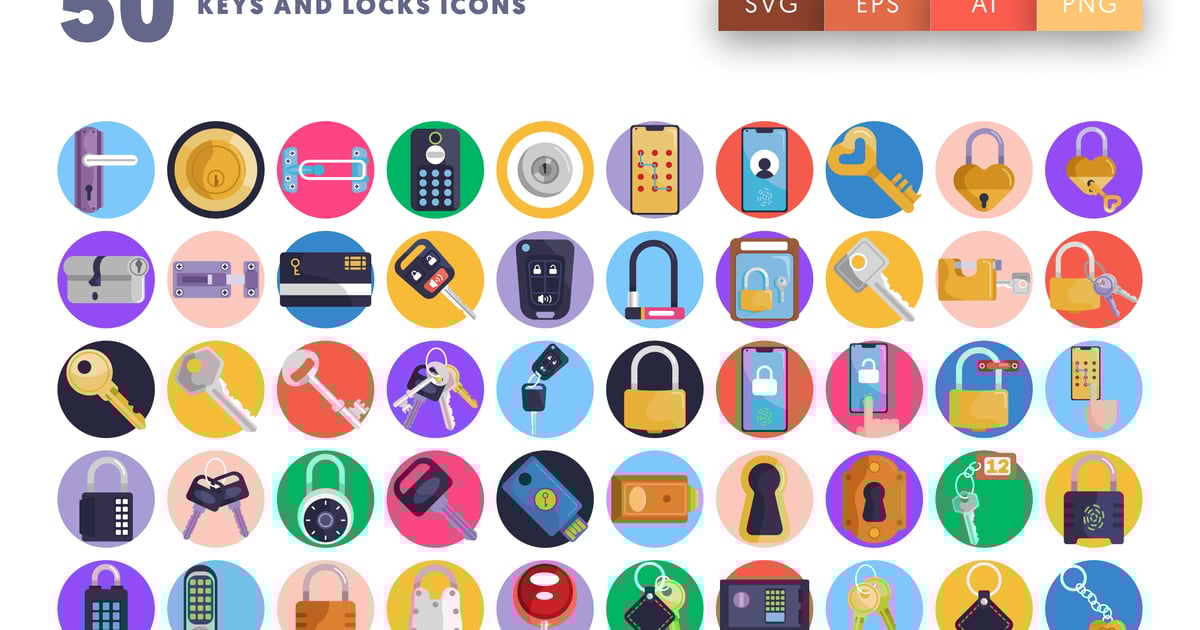 50 个钥匙和锁图标