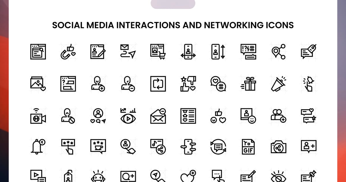 社交媒体互动和网络图标