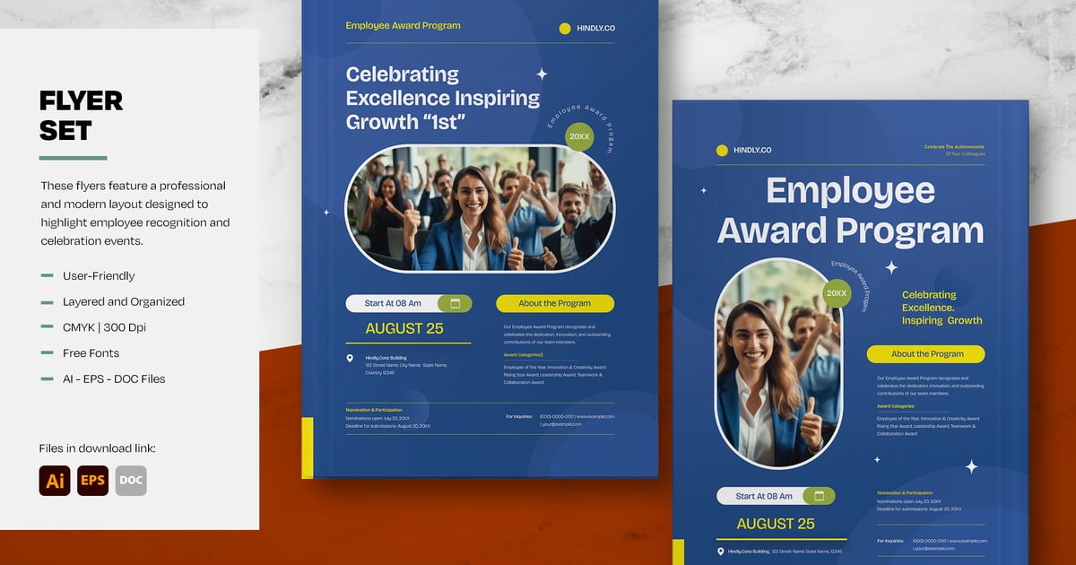 清洁员工奖励计划传单蓝色