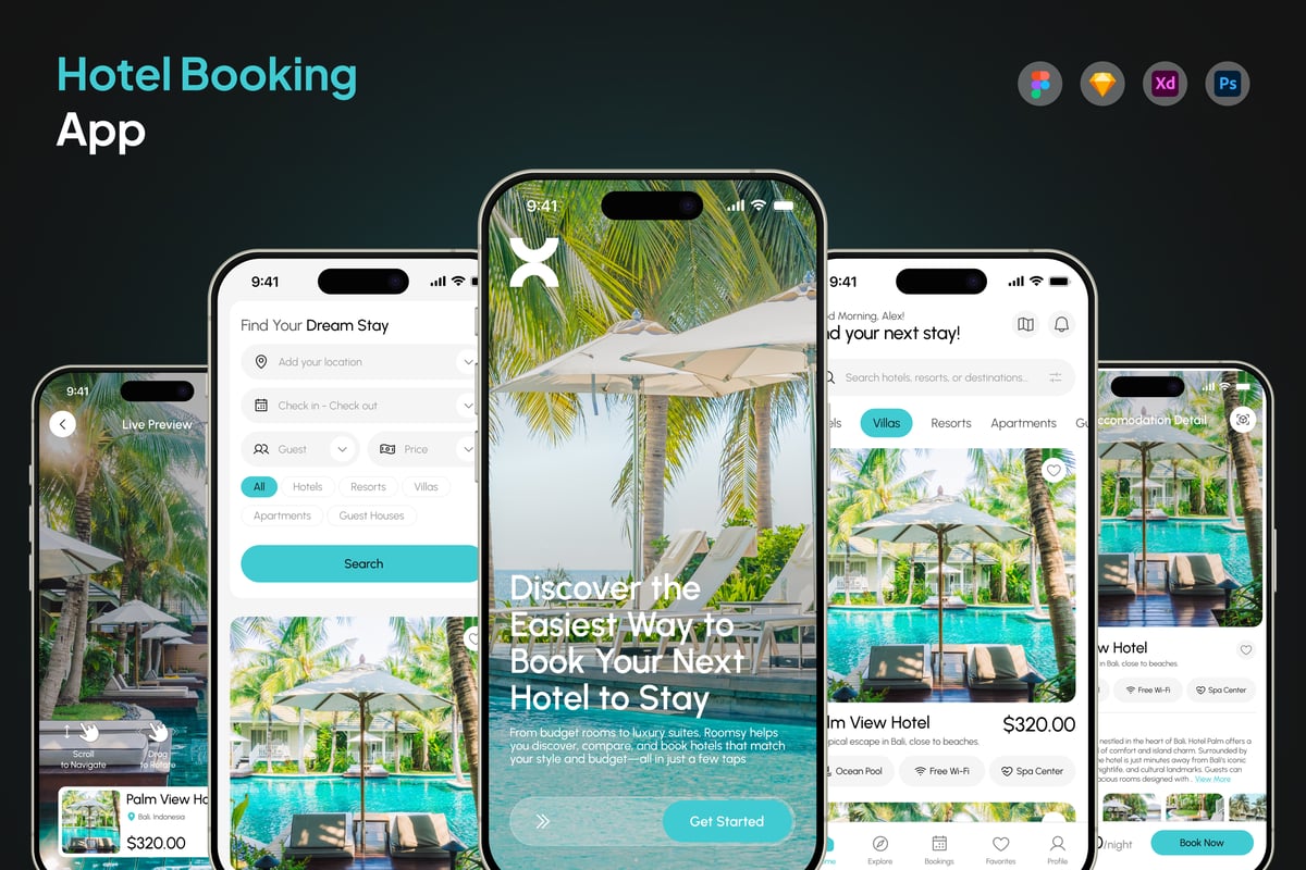 酒店预订应用APP UI KIT (FIG)