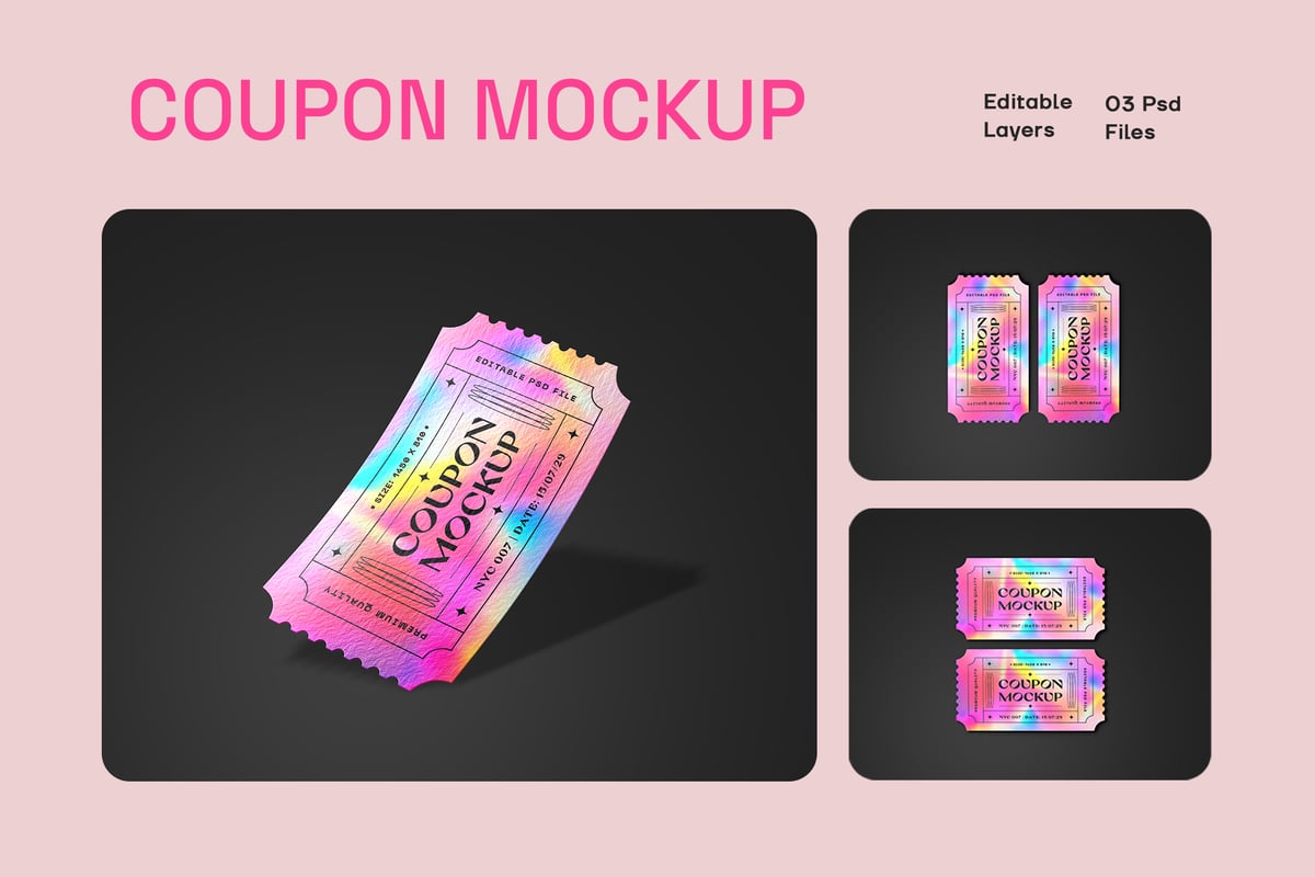 优惠券折扣优惠券模型套件样机 (PSD)