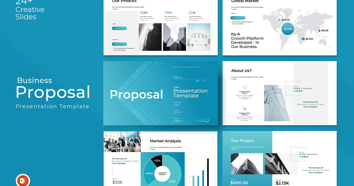 彩色布局的商业提案 PowerPoint