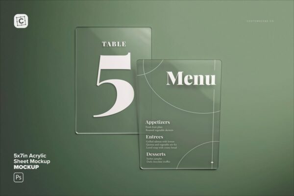 5x7in丙烯酸薄片模型样机 (PSD,PDF)