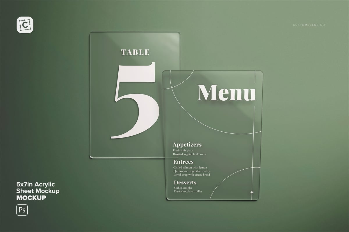 5x7in丙烯酸薄片模型样机 (PSD,PDF)