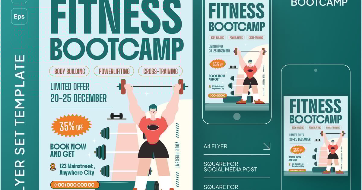 健身训练营促销传单套装