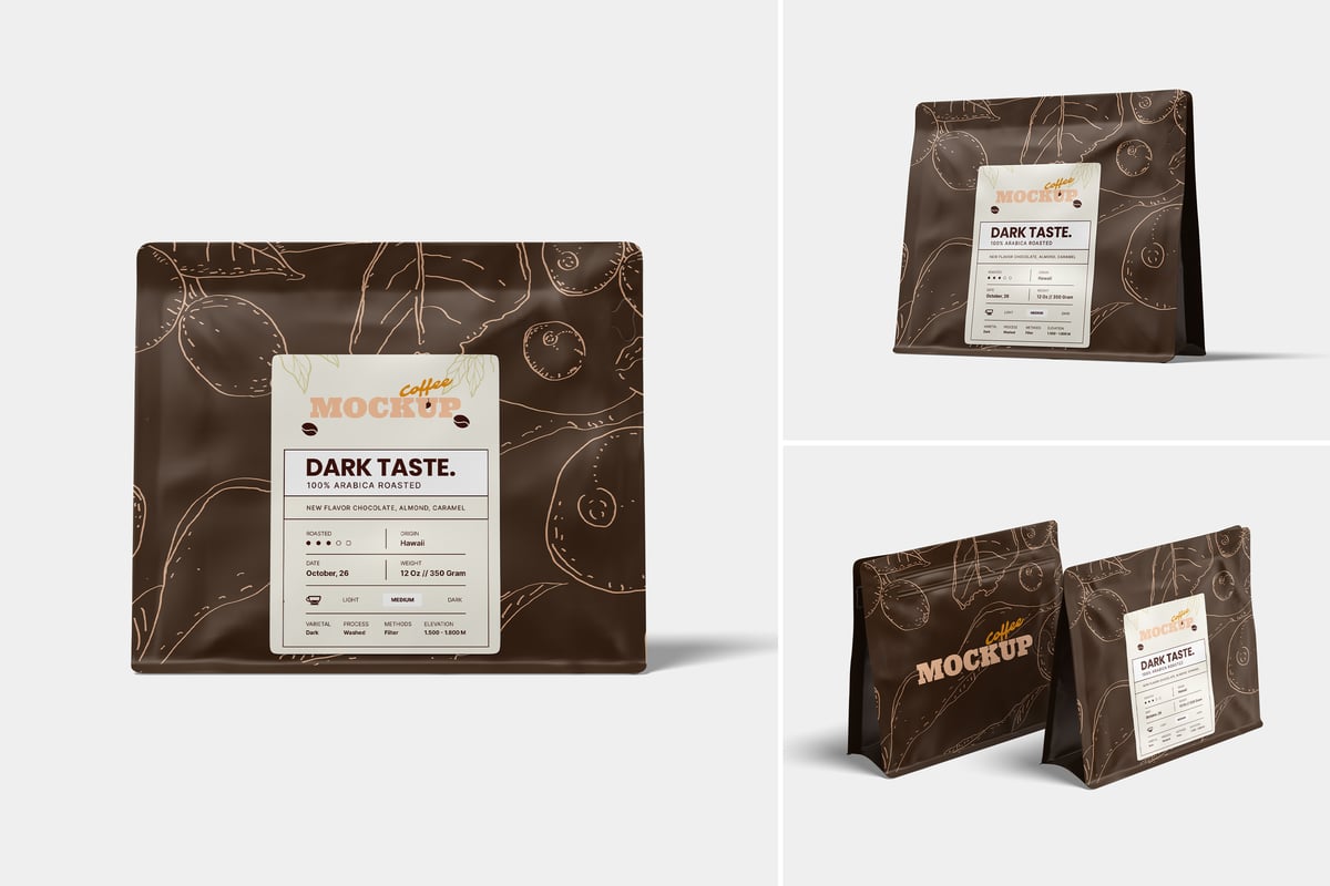 咖啡袋模型样机 (PSD,PDF)
