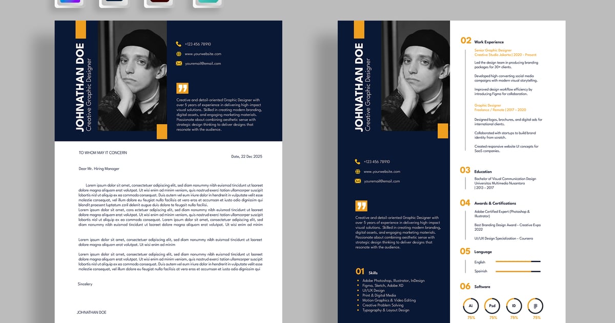 深色优雅干净的专业简历